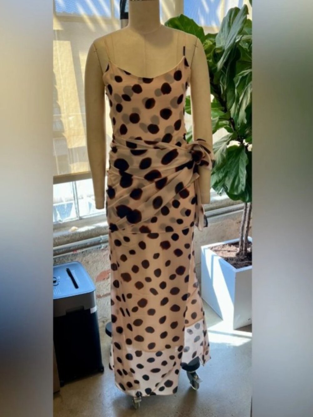 Printed Slip Maxi Dress in Cream and Brown Rat & Boa inspired style - Picture 3 of 6
